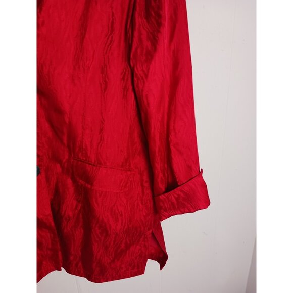 Chico's Beautiful Red 100% silk long sleeve button up blazer Women's Size 1 (8) - Picture 3 of 9